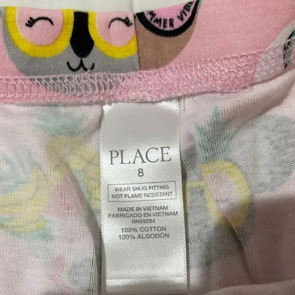 Children’s place 8 cotton Kids Pajamas Set - Pink and White short sleeve shorts